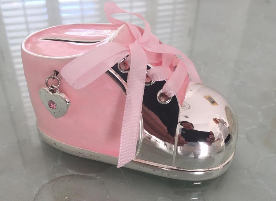 LEONARDO COLLECTION SILVER PLATED BABY GIRL'S BOOTIE MONEY BOX