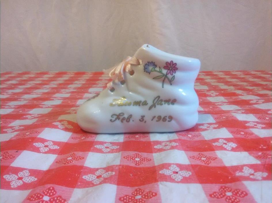 porcelain personalized baby shoe 1988 chadwick miller (signed) )(*^@@C0