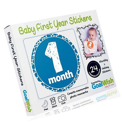 Baby Monthly Stickers - Pack of Premium 24 Unisex First Year Stickers for Boy...