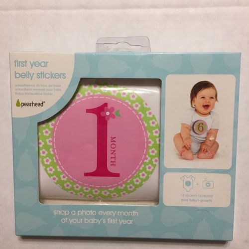 Pearhead First Year Monthly Milestone Photo Sharing Baby Belly Stickers, 1-12 M