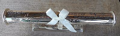 Tiny Treasures Sterling Silver Plated Birth Certificate Holder - Stand, Silver