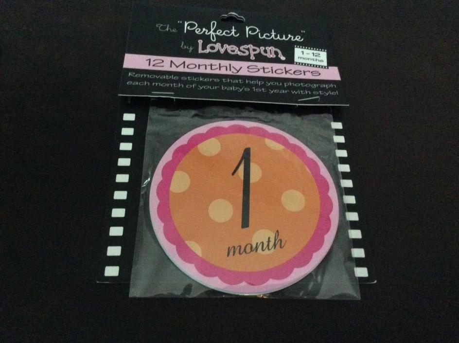 New Baby Girl Milestone Stickers bright colors polka dot pink orange 1-12 month