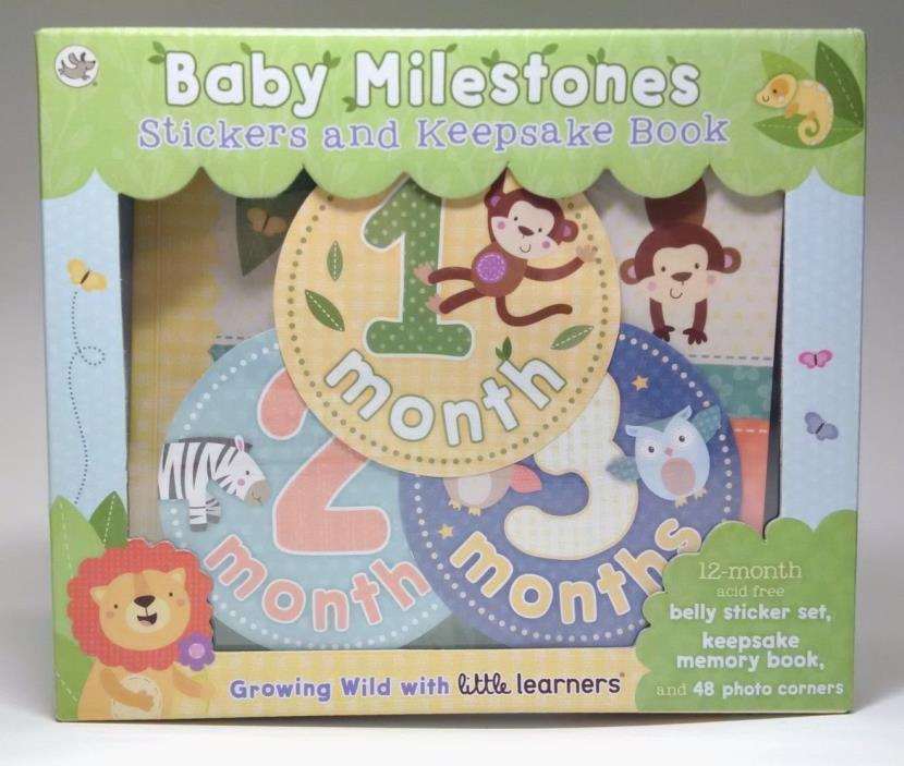LITTLE LEARNERS BABY MILESTONES STICKERS & KEEPSAKE BOOK NEWBORN PARENT MOM GIFT