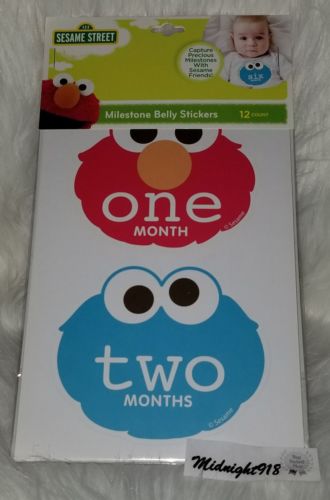 NEW 123 SESAME STREET FIRST YEAR MILESTONE BELLY STICKERS.
