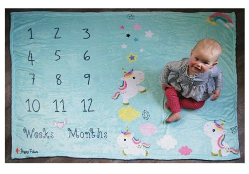 New Adorable Blue Weekly Or Monthly Newborn Milestone Baby Blanket