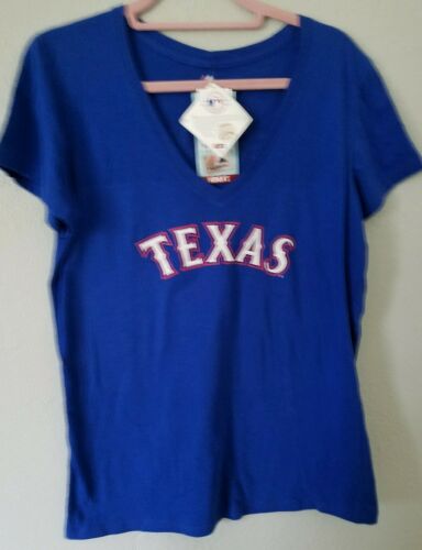 Womens Texas Rangers V-Neck T-shirt XL tee Blue Red white baseball LOCAL PICKUP