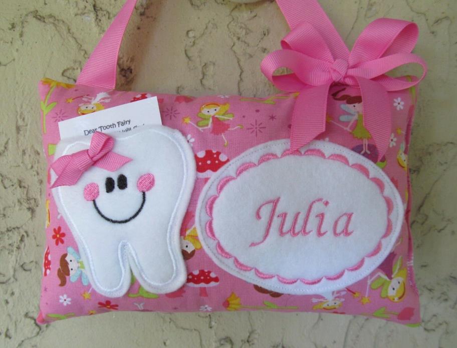 Tooth Fairy Pillow Personalized Fairy, Fairies, Pink, Easter Basket Stuffer