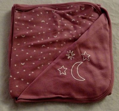 NWT Gymboree Moon Stars Reversible Cotton Baby Girl Blanket Newborn Essentials