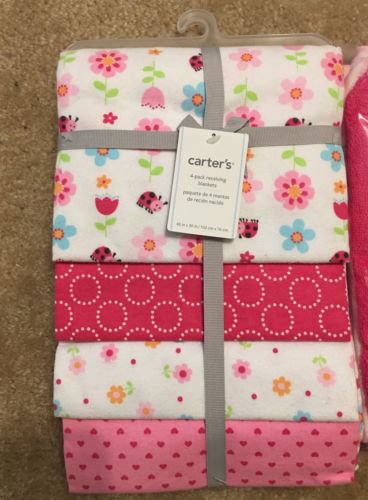 NEW! Carter's 4-Pack Receiving Blankets Baby Girl
