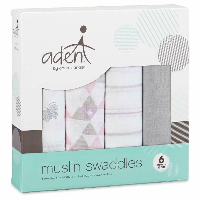 Aden + Anais Lucky 4-Pack Swaddle-plus 100% Cotton Muslin Swaddles 44x44