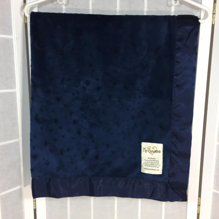 My Blankee Lovey Security Blanket Star Moon Print Navy Blue Baby Soft ST