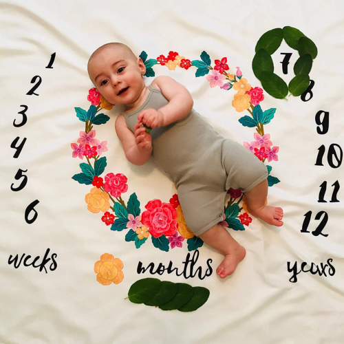 Monthly Milestone Baby Blanket Backdrop - Photography Photo Prop Growth Chart -