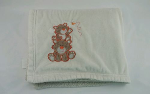Little Miracles Teddy Bears Bee Baby Blanket White Cream Security Lovey 30x40