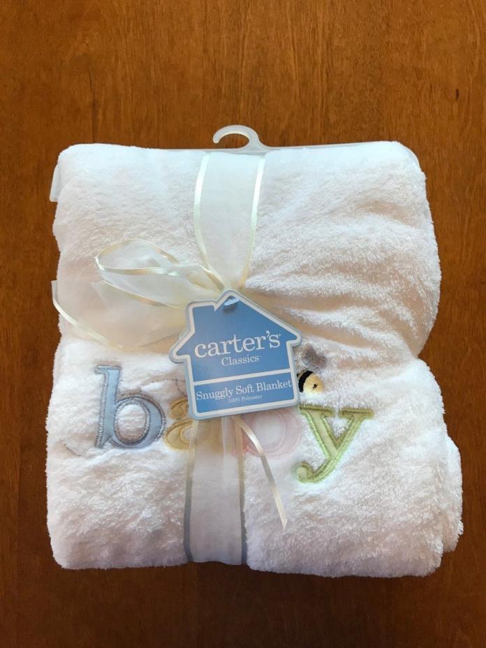 Carter's Snuggly Soft Fuzzy White Baby Blanket