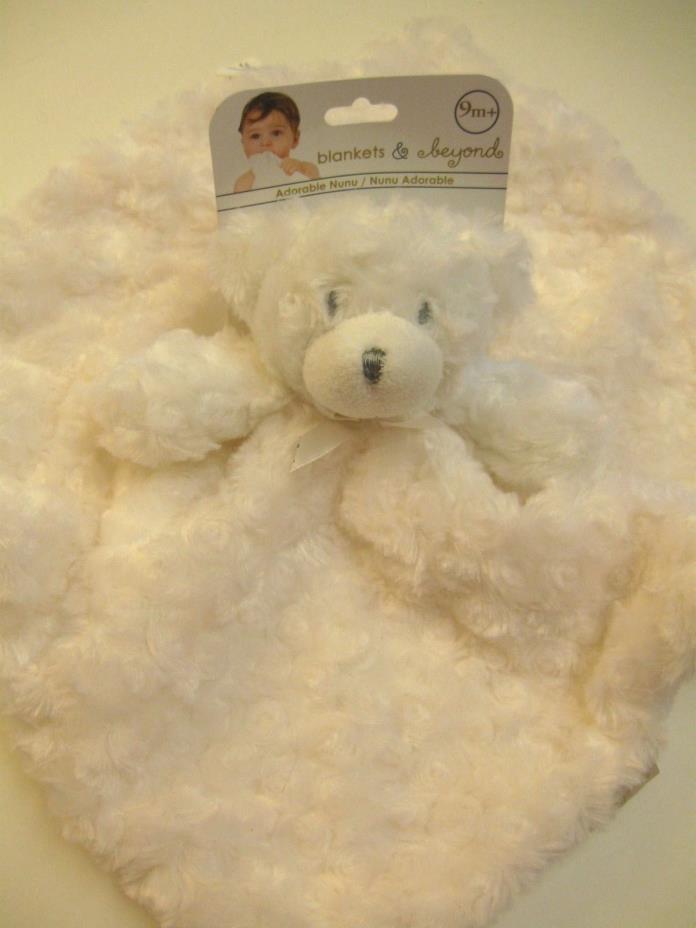 Blankets And Beyond Baby White Bear Lovey Security Blanket Plush Swirls Rosette