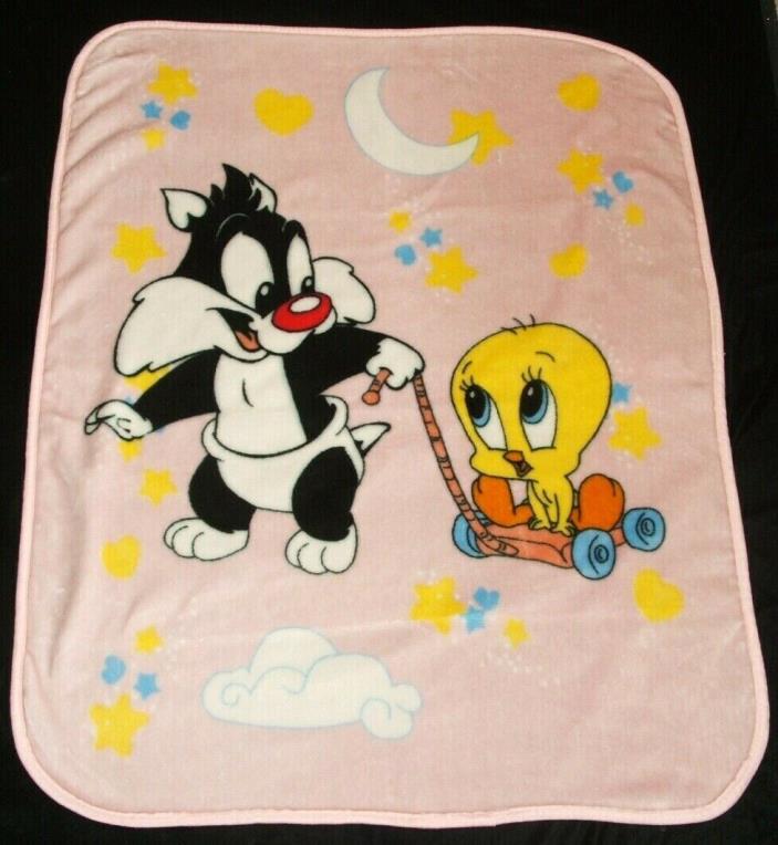 Baby Looney Tunes Sylvester Tweety Bird Plush Blanket Throw Wagon Vtg