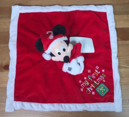 Disney Baby Mickey Mouse Lovey Security Blanket Red My First Christmas