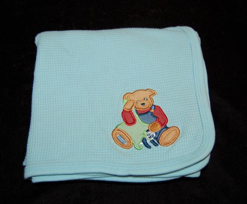 Blue Jean Teddy Bear Blue Thermal Cotton Baby Blanket Crib Stroller #33