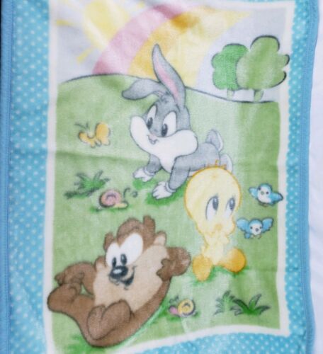 Looney Tunes Baby Bugs Bunny Taz Tweety Bird Blanket Throw Plush Sun Rainbow Dot