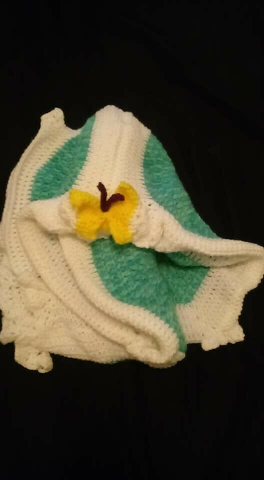 crochet baby blanket, Butterfly, Spring, Girl, 52