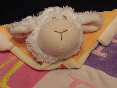 Stuffed Lamb Yellow Velour Security Blanket Blankie Banky Baby Connection Toy