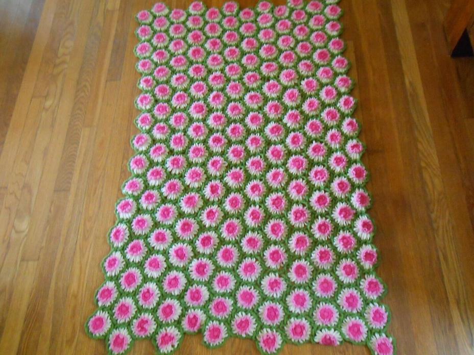 Vintage Hand-Made Afghan Throw Reversible 60