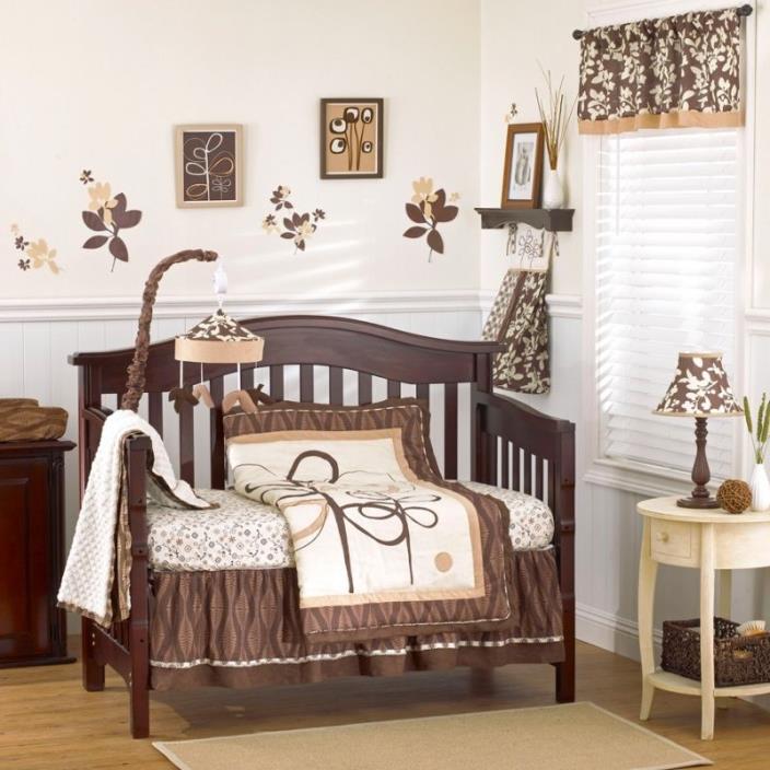 Cocalo PEWTER 13pc Crib Bedding Set LAMP MOBILE CANVAS VALANCE BLANKET Nursery