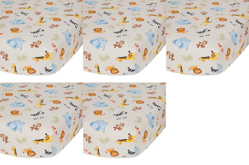 Bedtime Originals Jungle Buddies Sheet, Brown/Yellow (Pack of 5)