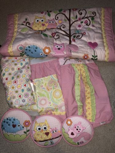 Happi Dena Kidsline 8 PC BABY Girl PINK Crib Owl Bedding Set  FAST SHIP 51815