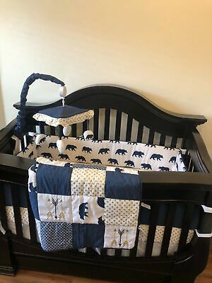 Sweet Jojo Designs Navy Blue, Gold, and White Musical Baby Crib Mob... BRAND NEW