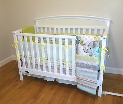 Blue Elephant 8pcs crib set Baby Bedding Set Crib Bedding Set Girl Boy Nu... NEW