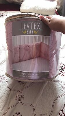 Levtex Home Baby Willow 4 Piece Crib Bumper Set, Pink BRAND NEW