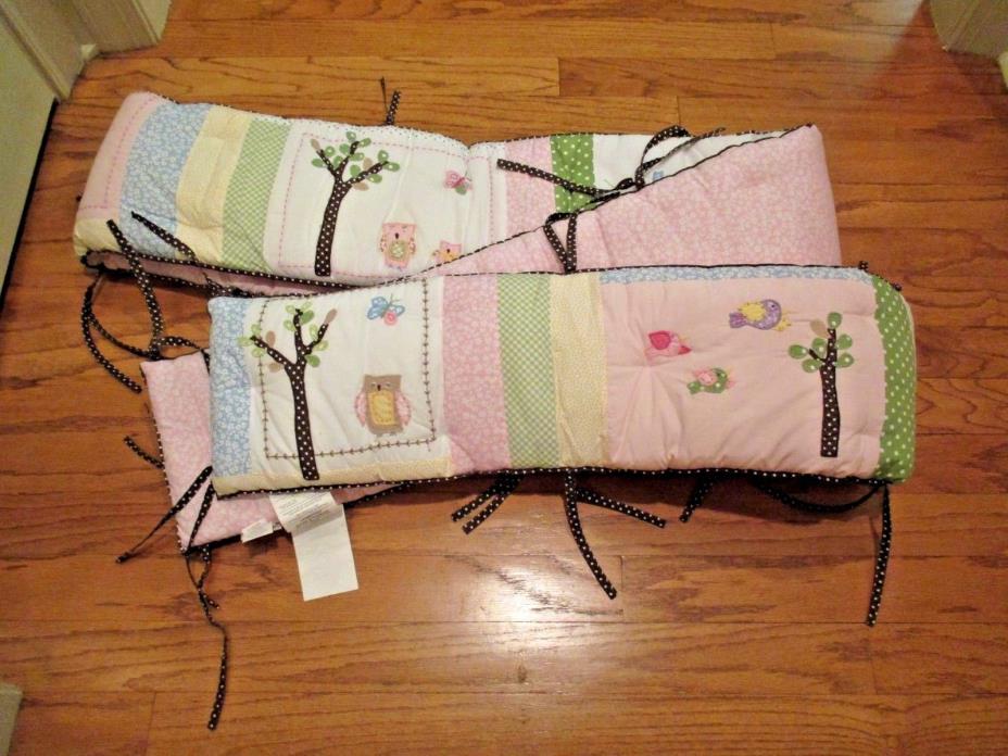 Pottery Barn Kids HAYLEY Crib Bumper Pad Woodland Birds butterflies