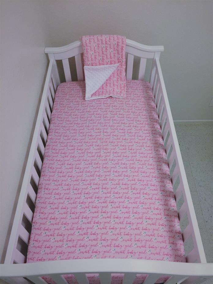 Handmade Pink Crib Sheet and Blanket