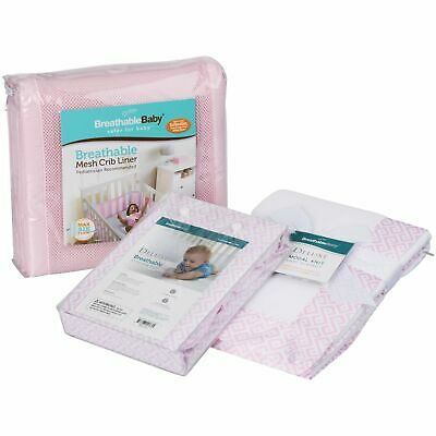 BreathableBaby Crib Liner, Crib Sheet & Baby Blanket Variety Pack 3 pc Bag