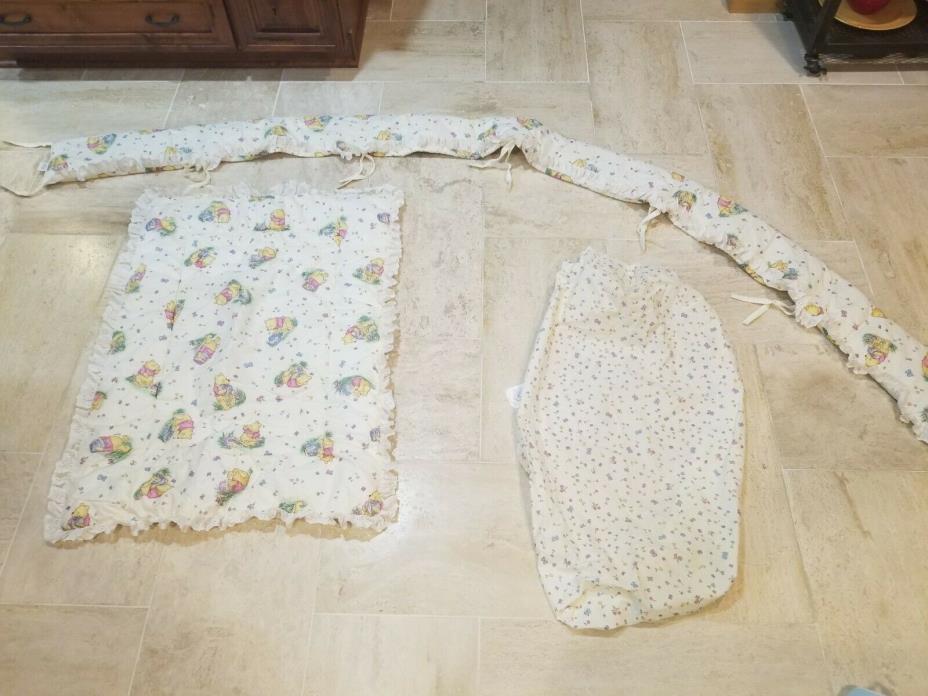 Classic Pooh 3pc Crib Toddler Bedding, Fitted Sheet, Bumper and Blanket Floral
