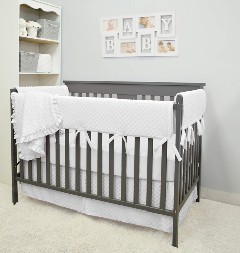 American Baby Company Heavenly Soft 6 Piece Crib Rail Bedding Set, White