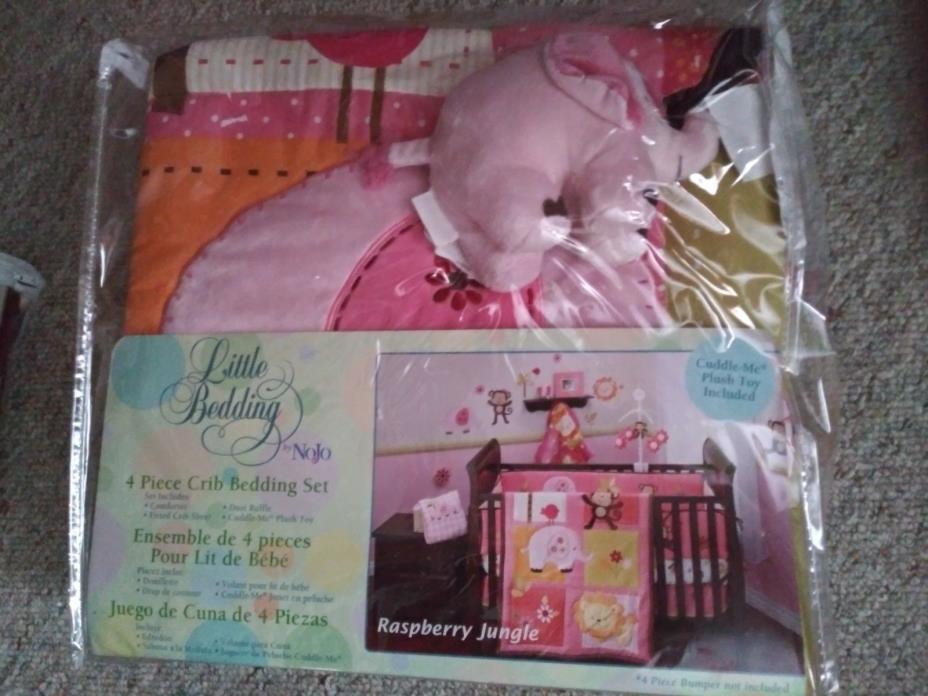 New Baby Girl Crib Set Raspberry Jungle 4 Piece