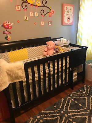 GEENNY Boutique Baby 13 Piece Crib Bedding Set, Yellow/Gray Chevron NEW