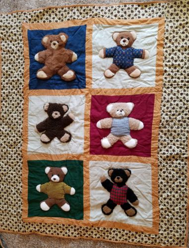 New! 3 Pc Teddy Bear Comforter with 2 Pillow Shams Six Different Cuddly Bears