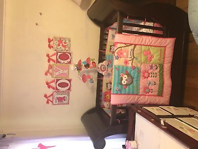 Pink Owl Bird 7pcs crib set Baby Bedding Set Crib Bedding Set Girl Boy Nu... NEW