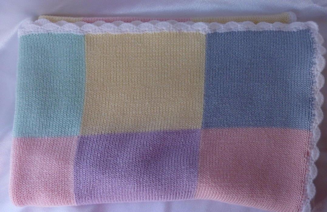 Koala Baby Color Block Blanket Pastel Squares White Edge Pink Blue Yellow Green