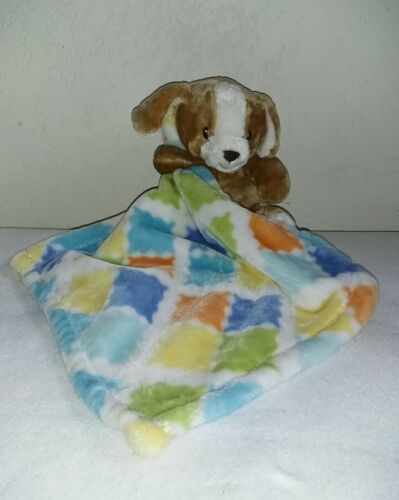 Costco Little Miracles Brown Plush Puppy Dog Security Baby Blanket Squares Lovey