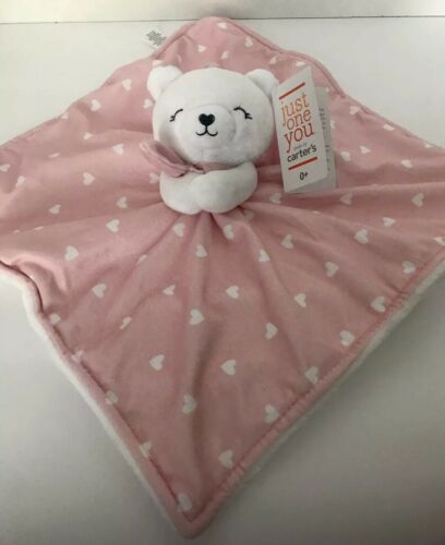 NWT Carters Just One You White Bear Pink Heart Lovey Baby Security Blanket