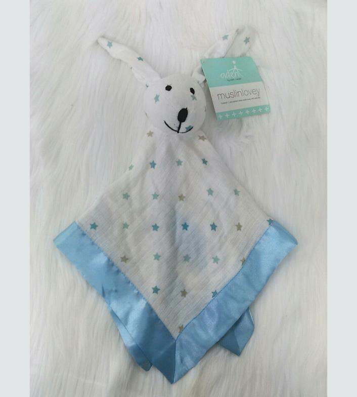 Aden + Anais Bunny Rabbit Lovey Security Blanket Musy Mate Stars Blue White B350