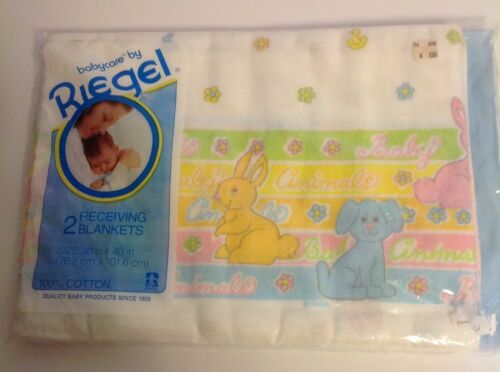 NEW Vintage Riegel Baby Receiving Blankets X2 in Package