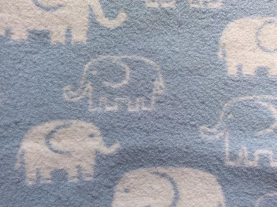 Pottery Barn Kids Boy Baby Blanket White Blue Elephants Nursery