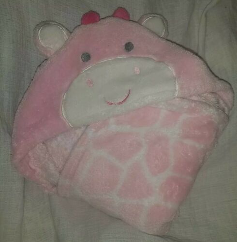 CARTER'S JUST ONE YOU Pink GIRAFFE Hooded Baby  Square SECURITY LOVEY BLANKET