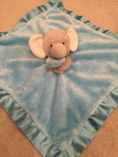 Carters Gray Blue Elephant Security Blanket Rattle Lovey
