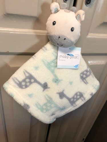 Baby Gear - Cutie Pie Giraffe Blanket Security Lovey NWT Gray Aqua Blue Ivory
